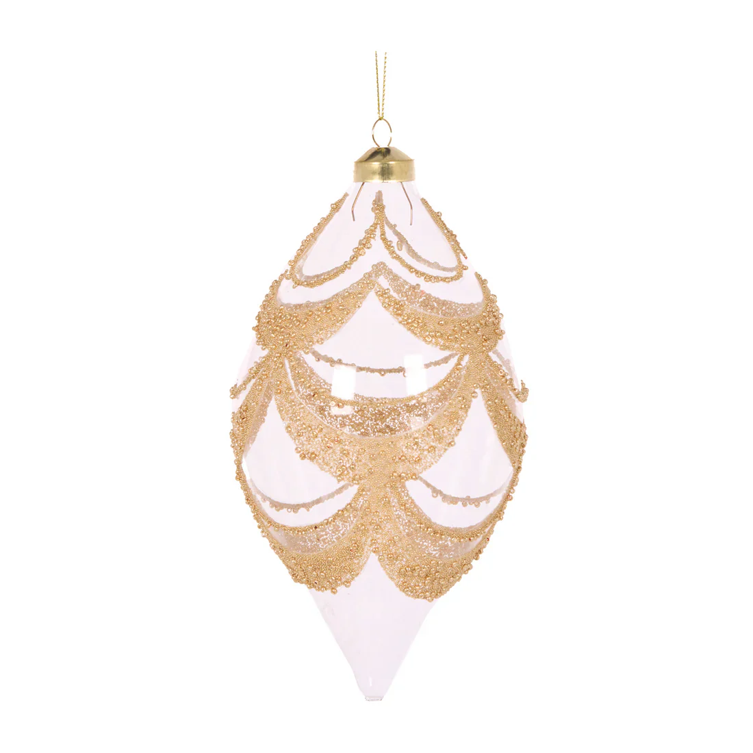 CLEAR DECO SCALLOPED DROP BAUBLE