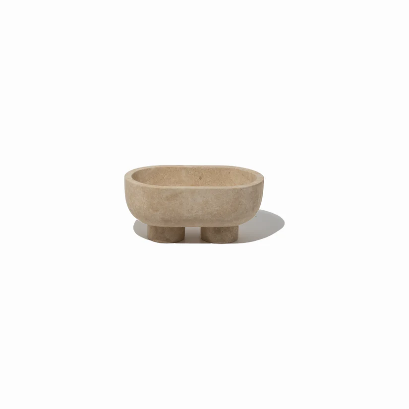 CoTHEORY | MUSE FOOTED OVAL TRAY - BEIGE TRAVERTINE - Image 2