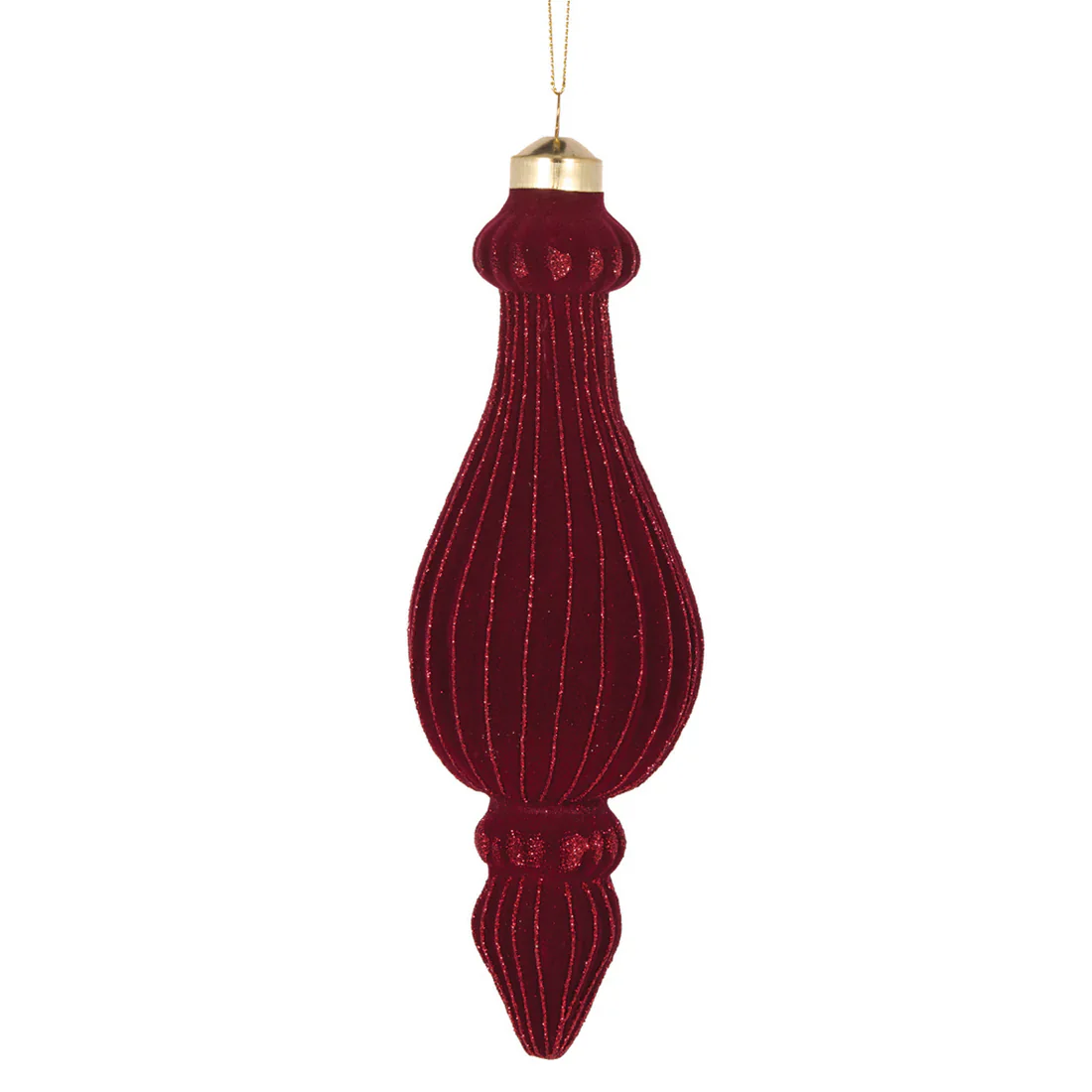 BURGUNDY VELVET RIBBED FINIAL