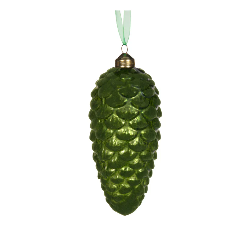 GREEN VELVET PINECONE BAUBLE