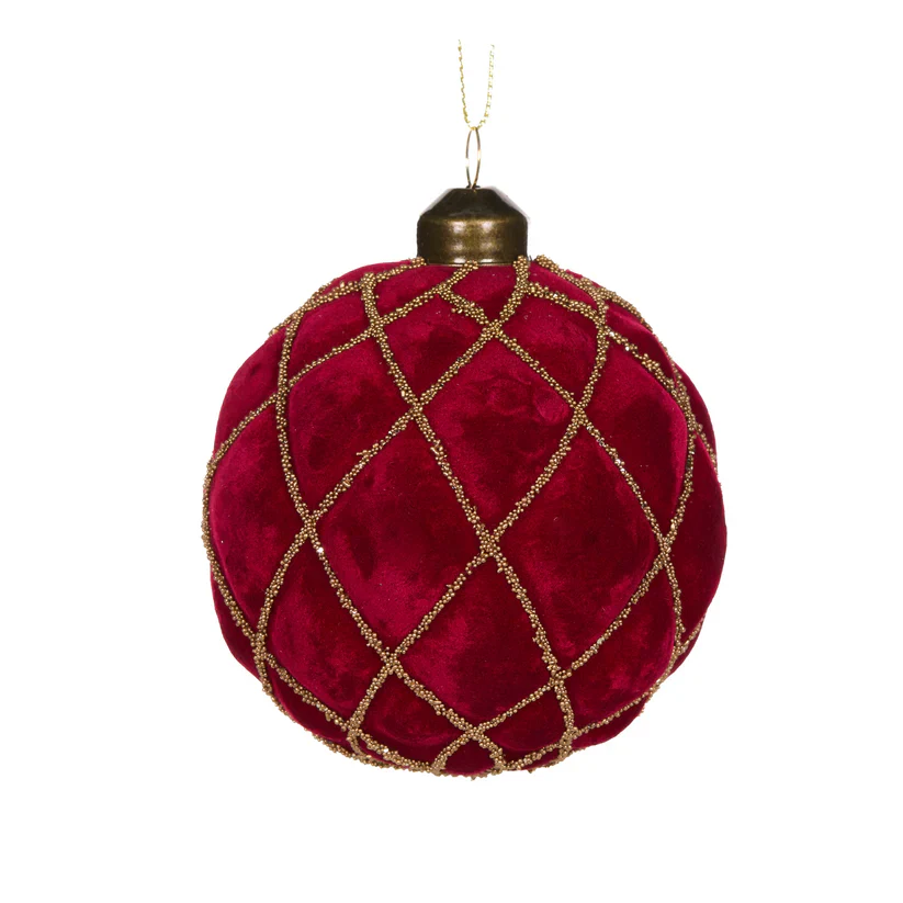 LUXE RED VELVET QUILT BAUBLE
